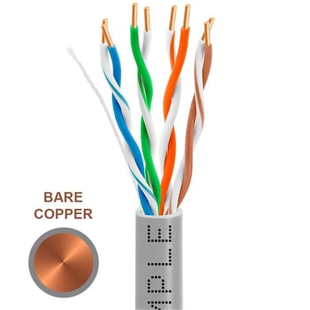 Cmple 1000 ft. 350 MHz Cat5e Bulk In-Wall Cable 24 AWG Bare Copper - Gray 1302-N